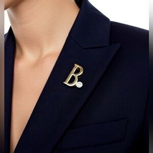 Vintage Pierre Cardin Gold Plate Tie Tac Initial “B” with Genuine Diamond